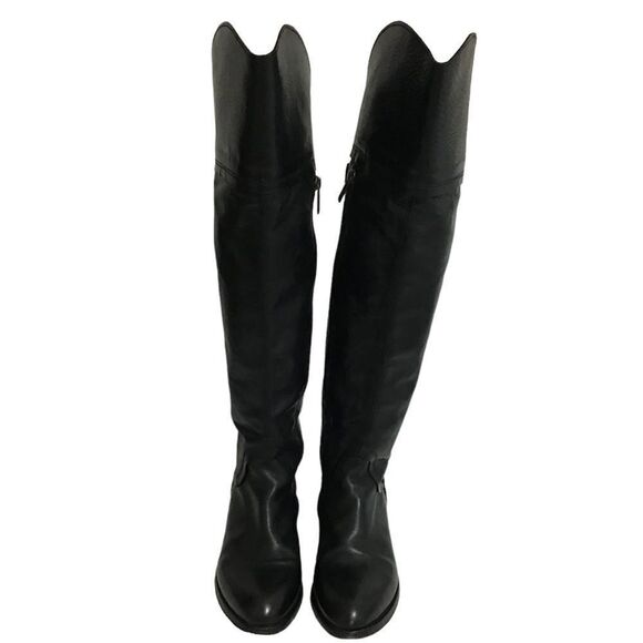 Anthropologie Area Forte Knee High Black Leather Studded Riding Boots Size 37 - Picture 3 of 16